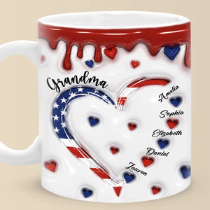 Grandma's Heart Brims With Boundless Love - Family Personalized Custom 3D Inflated Effect Printed Mug - Gift For Mom, Grandma