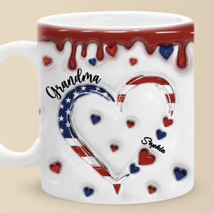 Grandma's Heart Brims With Boundless Love - Family Personalized Custom 3D Inflated Effect Printed Mug - Gift For Mom, Grandma