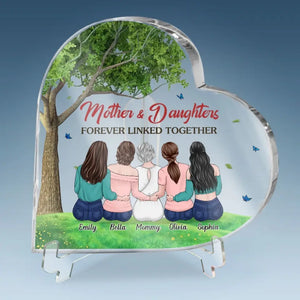 We Forever Linked Together - Family Personalized Custom Heart Shaped Acrylic Plaque - Gift For Mom, Daughter