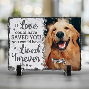 Custom Photo A Heartbeat At My Feet - Memorial Personalized Custom Rectangle Shaped Stone With Stand - Sympathy Gift For Pet Owners, Pet Lovers