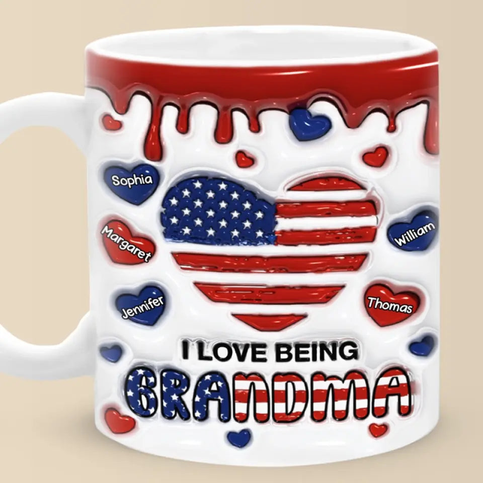 I Love Being Grandma - Family Personalized Custom 3D Inflated Effect Printed Mug - Gift For Mom, Grandma