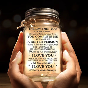 I Have Found The One Whom My Soul Loves - Couple Personalized Custom Mason Jar Light - Gift For Couple, Husband Wife, Anniversary