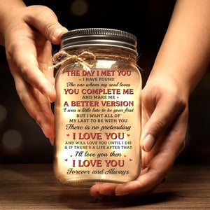 Your First Kiss Or Your First Love - Couple Personalized Custom Mason Jar Light - Gift For Couple, Husband Wife, Anniversary