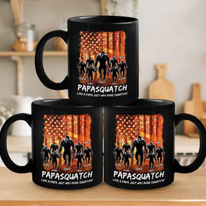 Like A Papa Just Way More Squatchy - Family Personalized Custom Black Mug - Gift For Dad, Grandpa