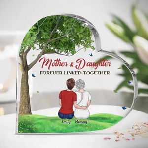 We Forever Linked Together - Family Personalized Custom Heart Shaped Acrylic Plaque - Gift For Mom, Daughter