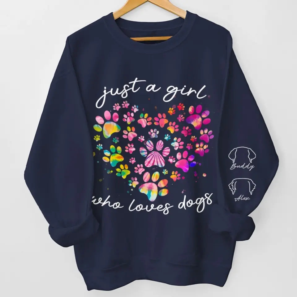 A Girl’s Best Friend Has Paws - Dog & Cat Personalized Custom Unisex Sweatshirt With Design On Sleeve - Gift For Pet Owners, Pet Lovers