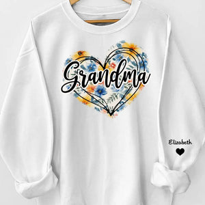 Grandma, We Love You With All Our Hearts - Family Personalized Custom Unisex Sweatshirt With Design On Sleeve - Gift For Mom, Grandma