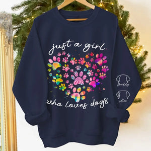 A Girl’s Best Friend Has Paws - Dog & Cat Personalized Custom Unisex Sweatshirt With Design On Sleeve - Gift For Pet Owners, Pet Lovers