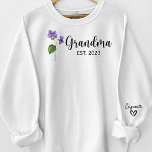 Grandma Plants The Seeds Of Love That Bloom Forever - Family Personalized Custom Unisex Sweatshirt With Design On Sleeve - Gift For Mom, Grandma