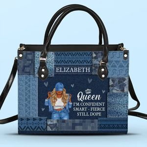 Queen I'm Confident - Bestie Personalized Custom Leather Handbag - Gift For Best Friends, BFF, Sisters