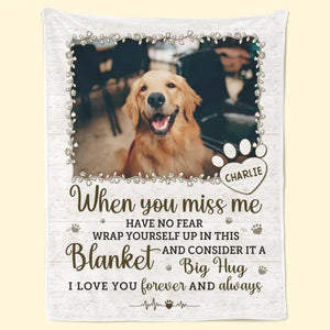 Custom Photo A Big Hug From Me - Memorial Personalized Custom Blanket - Sympathy Gift For Pet Owners, Pet Lovers