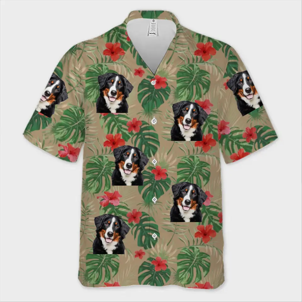 Colorful Tropical Flowers And Leaves - Dog & Cat Personalized Custom Unisex Hawaiian Shirt - Upload Image, Dog Face, Cat Face - New Arrival, Summer Vacation Gift, Gift For Pet Owners, Pet Lovers AMZ