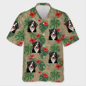 Colorful Tropical Flowers And Leaves - Dog & Cat Personalized Custom Unisex Hawaiian Shirt - Upload Image, Dog Face, Cat Face - New Arrival, Summer Vacation Gift, Gift For Pet Owners, Pet Lovers AMZ