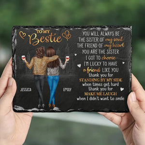 When Times Get Hard Thank You For Make Me Laugh - Bestie Personalized Custom Rectangle Shaped Stone With Stand - Gift For Best Friends, BFF, Sisters