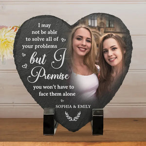 Because Of You I Laugh A Little Harder - Bestie Personalized Custom Heart Shaped Stone With Stand - Gift For Best Friends, BFF, Sisters