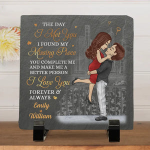 By Your Side Is Where I Want To Be - Couple Personalized Custom Square Shaped Stone With Stand -  Gift For Husband Wife, Anniversary