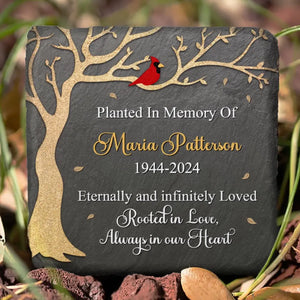 Rooted In Loved, Always In Heart - Memorial Personalized Custom Square Shaped Memorial Stone - Sympathy Gift For Family Members