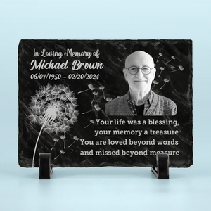 Custom Photo Your Life Was A Blessing - Memorial Personalized Custom Rectangle Shaped Stone With Stand - Sympathy Gift For Family Members