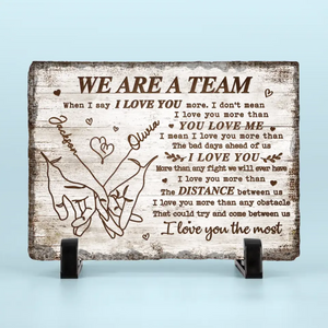 I Love You More Than The Distance Between Us - Couple Personalized Custom Rectangle Shaped Stone With Stand - Gift For Husband Wife, Anniversary