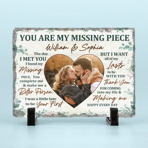 Custom Photo I Want All Of My Lasts To Be With You - Couple Personalized Custom Rectangle Shaped Stone With Stand - Gift For Husband Wife, Anniversary