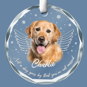 Custom Photo You Are Never Gone From My Heart - Memorial Personalized Custom Circle Glass Ornament - Sympathy Gift For Pet Owners, Pet Lovers