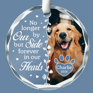 Custom Photo Forever In Our Hearts - Memorial Personalized Custom Circle Glass Ornament - Christmas Gift, Sympathy Gift For Pet Owners, Pet Lovers