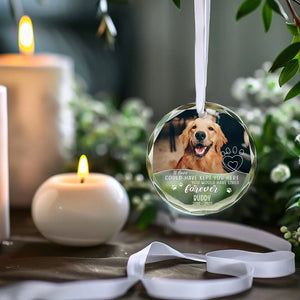 Custom Photo Forerver In My Heart - Memorial Personalized Custom Circle Glass Ornament - Sympathy Gift For Pet Owners, Pet Lovers