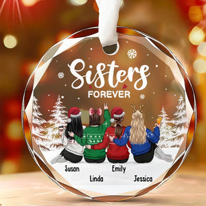 Life Is Better With True Friends - Bestie Personalized Custom Circle Glass Ornament - Christmas Gift For Best Friends, BFF, Sisters