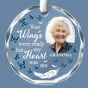 Custom Photo Loving You Forever - Memorial Personalized Custom Circle Glass Ornament - Sympathy Gift For Family Members