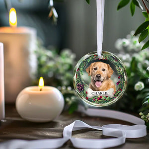 Custom Photo I'm Always With You - Memorial Personalized Custom Circle Glass Ornament - Christmas Gift, Sympathy Gift For Pet Owners, Pet Lovers