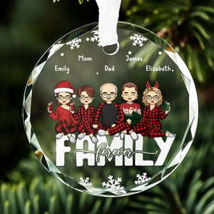 Family Forever - Family Personalized Custom Circle Glass Ornament - Gift For Family Members