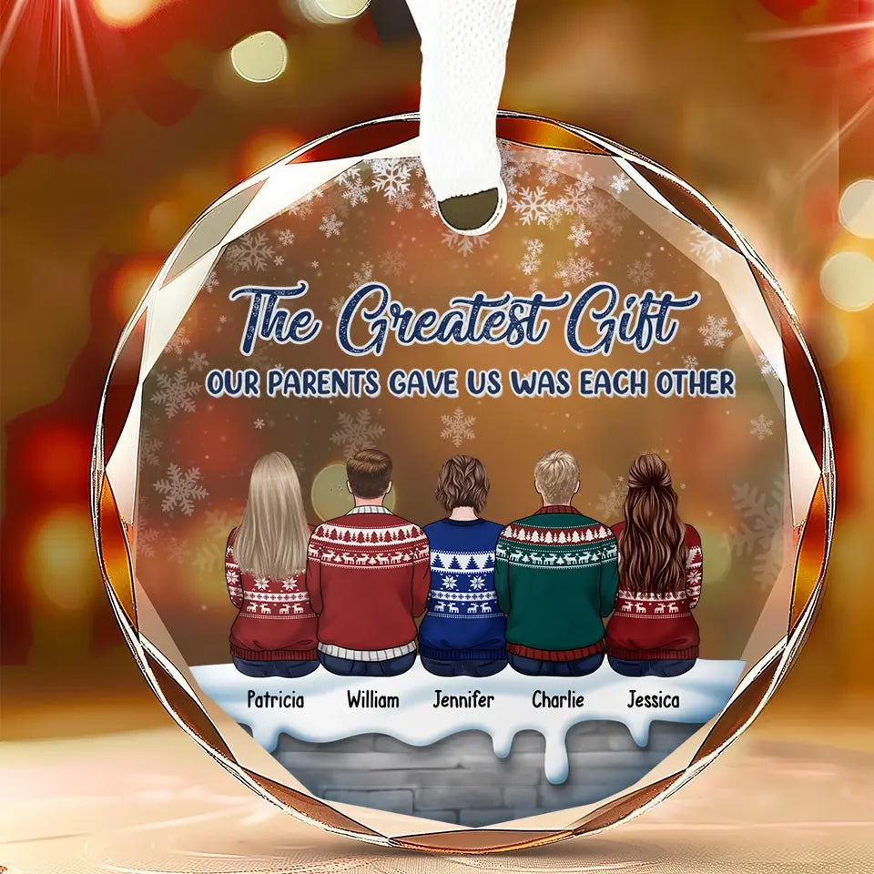 One Of Life's Greatest Blessings - Family Personalized Custom Circle Glass Ornament - Christmas Gift For Family Members