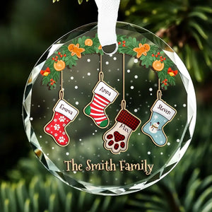 Family Is The Best Part Of Christmas - Family Personalized Custom Circle Glass Ornament - Christmas Gift For Family Members