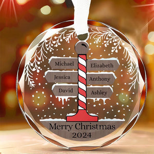 The Joy Of Christmas Is Family - Family Personalized Custom Circle Glass Ornament - Christmas Gift For Family Members