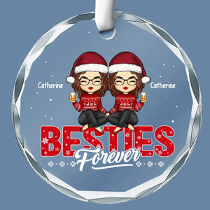 Holiday Hugs To My Best Friend - Bestie Personalized Custom Circle Glass Ornament - Christmas Gift For Best Friends, BFF, Sisters