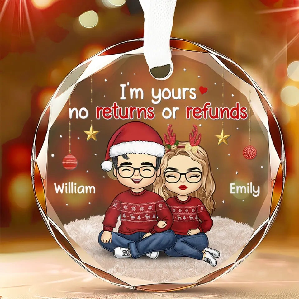 I Love Christmas Almost As Much As I Love You - Couple Personalized Custom Circle Glass Ornament - Gift For Husband Wife, Anniversary