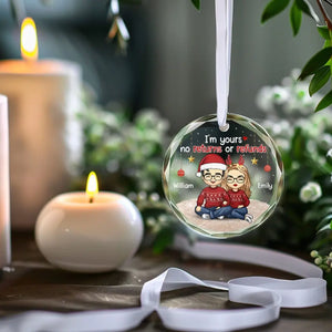 I Love Christmas Almost As Much As I Love You - Couple Personalized Custom Circle Glass Ornament - Gift For Husband Wife, Anniversary