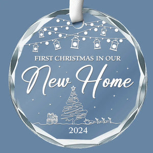 First Christmas In Our New Home - Couple Personalized Custom Circle Glass Ornament - Gift For Husband Wife, Anniversary, First Christmas