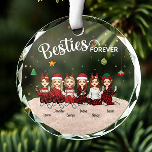 Beautiful Keepsake For Lifelong Friends - Bestie Personalized Custom Circle Glass Ornament - Christmas Gift For Best Friends, BFF, Sisters