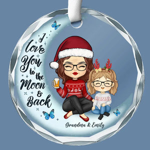 Unfathomable Reach, My Boundless Love - Family Personalized Custom Circle Glass Ornament - Christmas Gift For Mom, Grandma