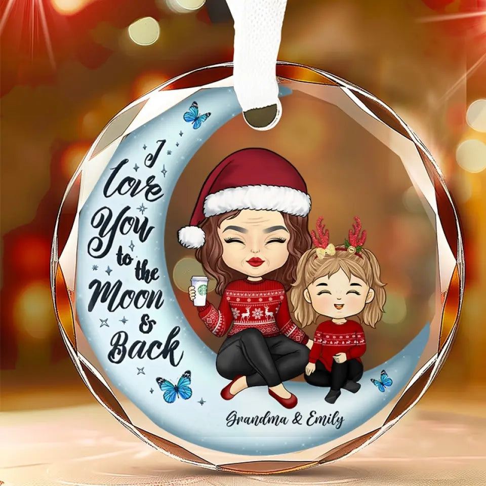 Unfathomable Reach, My Boundless Love - Family Personalized Custom Circle Glass Ornament - Christmas Gift For Mom, Grandma