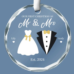 It's Time To Celebrate All Over Again - Couple Personalized Custom Circle Glass Ornament - Gift For Husband Wife, Anniversary