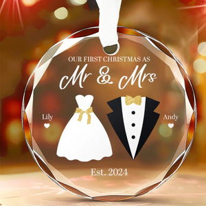 It's Time To Celebrate All Over Again - Couple Personalized Custom Circle Glass Ornament - Gift For Husband Wife, Anniversary