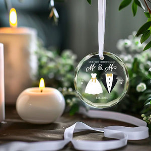 It's Time To Celebrate All Over Again - Couple Personalized Custom Circle Glass Ornament - Gift For Husband Wife, Anniversary