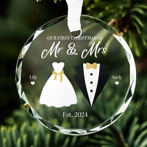 It's Time To Celebrate All Over Again - Couple Personalized Custom Circle Glass Ornament - Gift For Husband Wife, Anniversary