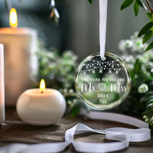 The Year We Became One - Couple Personalized Custom Circle Glass Ornament - Gift For Husband Wife, Anniversary