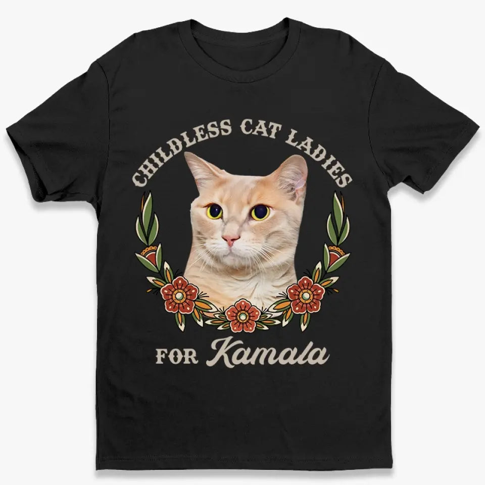 Custom Photo Childless Cat Ladies For Kamala - America US Elections Unisex T-shirt, Hoodie, Sweatshirt - Gift For Cat Owners, Cat Lovers