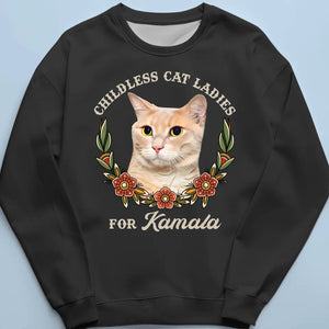 Custom Photo Childless Cat Ladies For Kamala - America US Elections Unisex T-shirt, Hoodie, Sweatshirt - Gift For Cat Owners, Cat Lovers