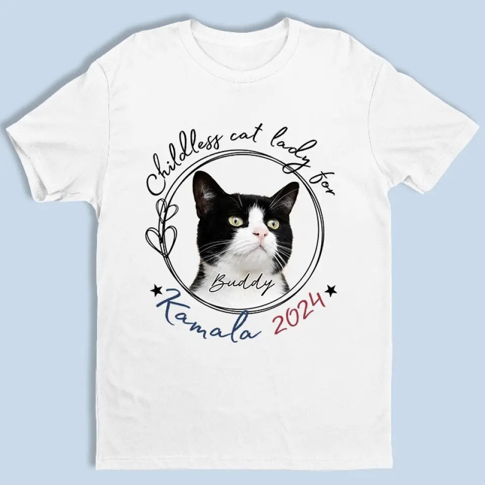 Custom Photo Childless Cat Lady For Kamala 2024 - America US Elections Unisex T-shirt, Hoodie, Sweatshirt - Gift For Cat Owners, Cat Lovers