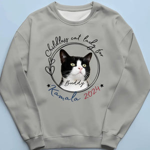 Custom Photo Childless Cat Lady For Kamala 2024 - America US Elections Unisex T-shirt, Hoodie, Sweatshirt - Gift For Cat Owners, Cat Lovers